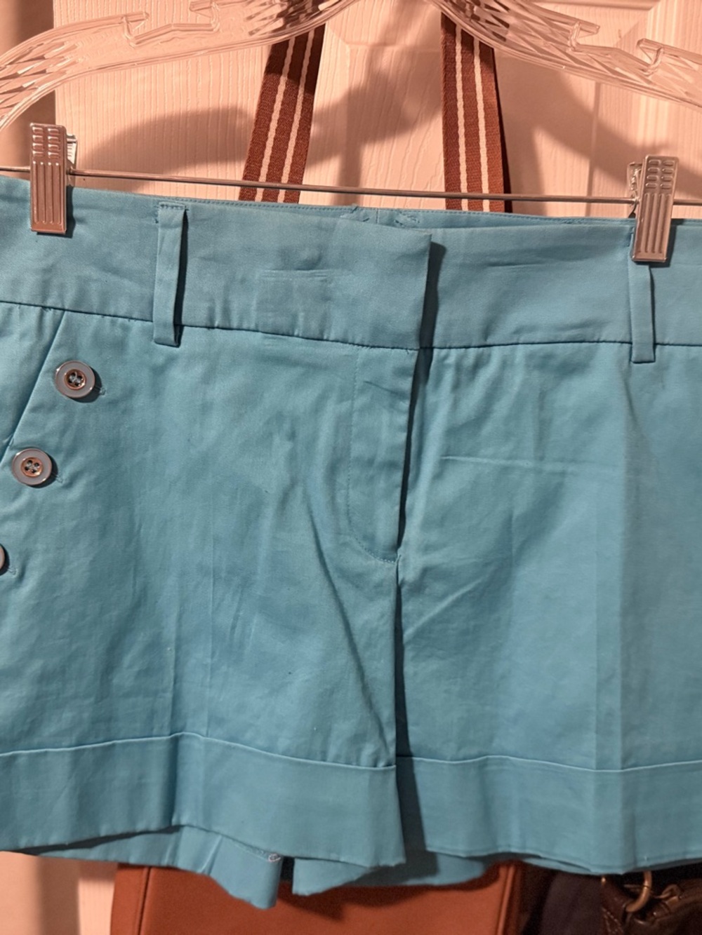 Women’s Light Blue Casual Cotton Blend shorts